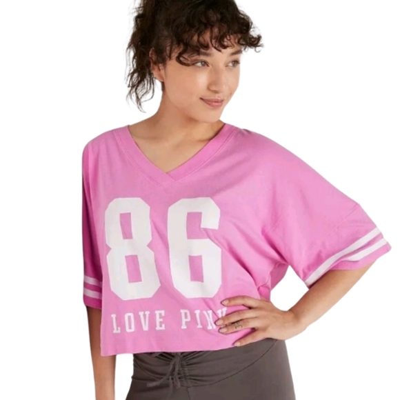 VICTORIA'S SECRET PINK- COTTON OVERSIZED CROP TOP - Picture 2 of 6